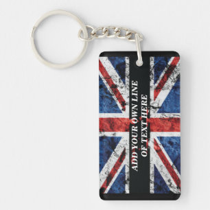 Add your text on English flag Throw Pillow Keychain