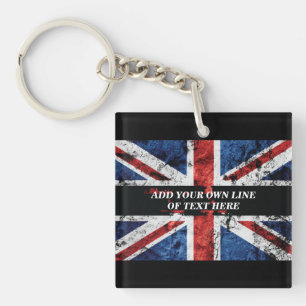 Add your text on English flag Throw Pillow Keychain