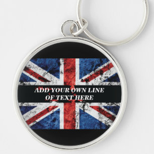 Add your text on English flag Throw Pillow Keychain