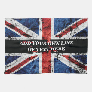 Add your text on English flag Throw Pillow Kitchen Towel
