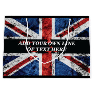 Add your text on English flag Throw Pillow Large Gift Bag