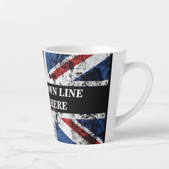 Add your text on English flag Throw Pillow Latte Mug (Right)