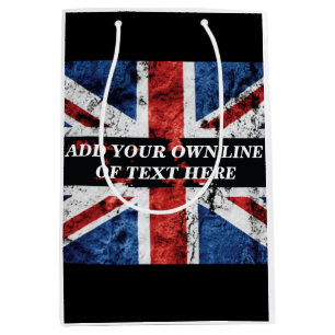 Add your text on English flag Throw Pillow Medium Gift Bag