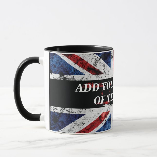 Add your text on English flag Throw Pillow Mug (Left)