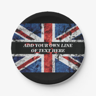 Add your text on English flag Throw Pillow Paper Plate