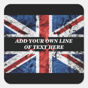 Add your text on English flag Throw Pillow Square Sticker