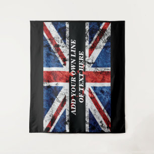 Add your text on English flag Throw Pillow Tapestry