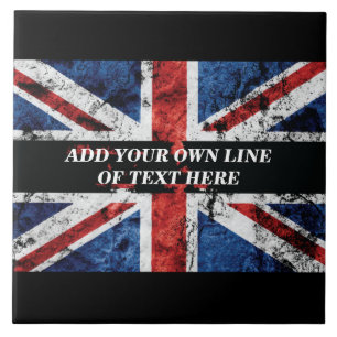 Add your text on English flag Throw Pillow Tile