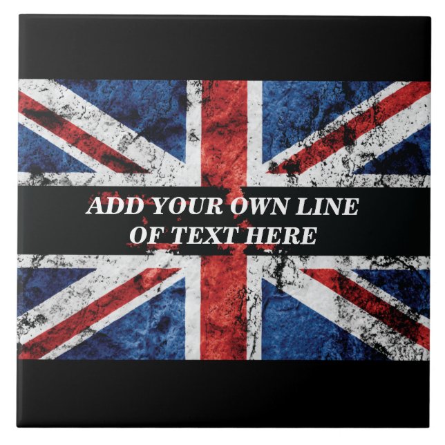Add your text on English flag Throw Pillow Tile (Front)