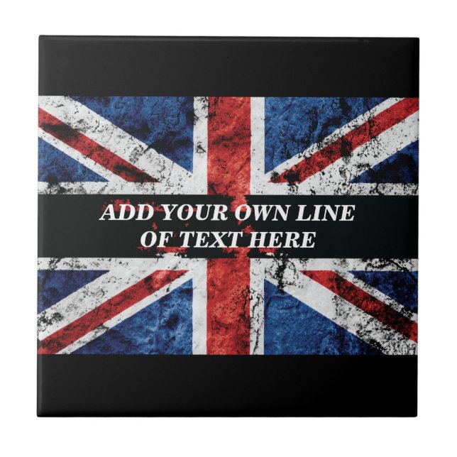 Add your text on English flag Throw Pillow Tile (Front)