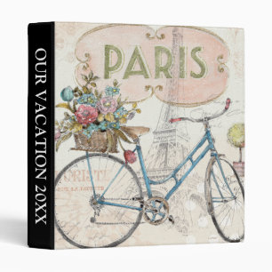 Add Your Text Paris Bike With Flowers Binder