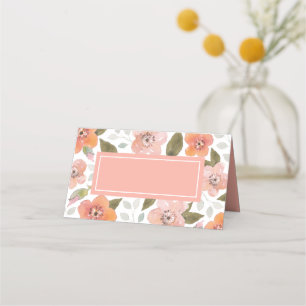 Add Your Text Peach Delicate Floral Place Card