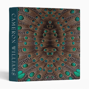 Add Your Text   Pheasant Feather Fractal Design Binder