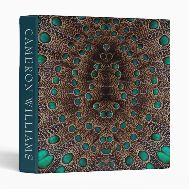 Add Your Text | Pheasant Feather Fractal Design Binder (Front/Spine)