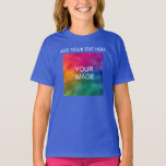 Add Your Text Photo Custom Template Kids Girls T-Shirt<br><div class="desc">Add Your Text Photo Custom Template Kids Girls Deep Royal Blue Basic T-Shirt.</div>