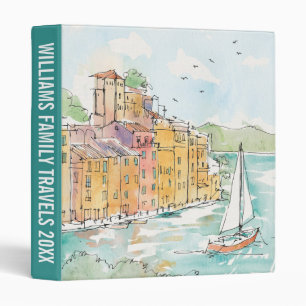 Add Your Text Porofino Harbour With Sailboat Binder