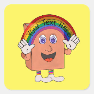 Add Your Text Rainbow Book Square Sticker