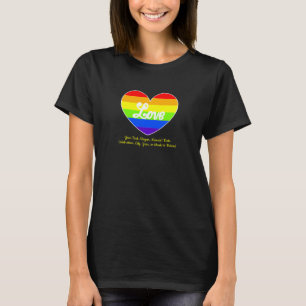 Add Your Text, Rainbow Heart LOVE on Black T-Shirt