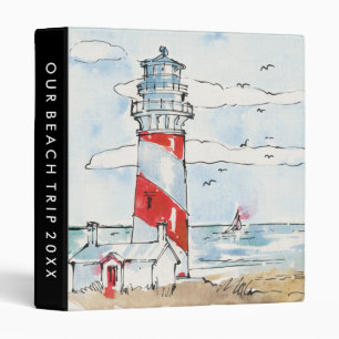 Add Your Text   Red and White Lighthouse Scene Binder
