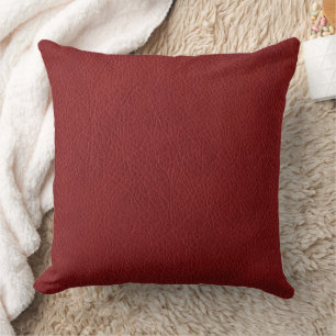 Add Your Text Red Brown Leather Look Template Throw Pillow