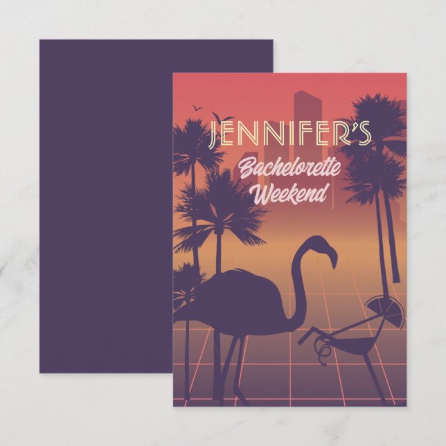 Add your text! Retro Bachelorette party invitation (Front/Back)