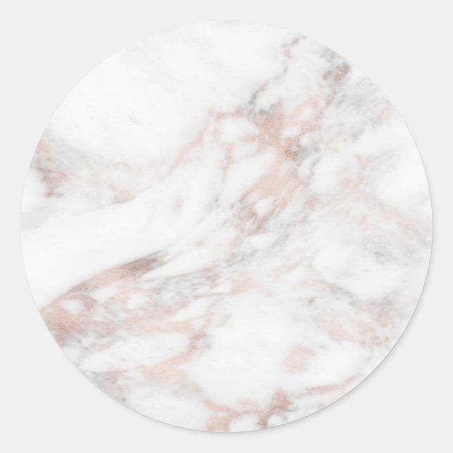 Add Your Text Rose Gold Marble Modern Elegant Classic Round Sticker (Front)