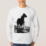 Add Your Text Running Horse Mens Basic Long Sleeve T-Shirt<br><div class="desc">Running Horse Template Add Your Own Text Image Logo Photo Pop Art Men's Basic Long Sleeve White T-Shirt.</div>