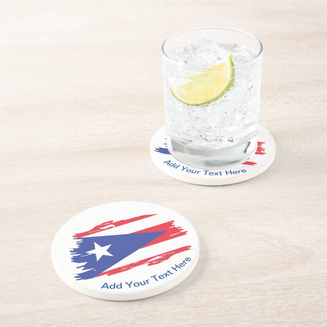 Add Your Text -Sandstone Drink Coaster (Side)