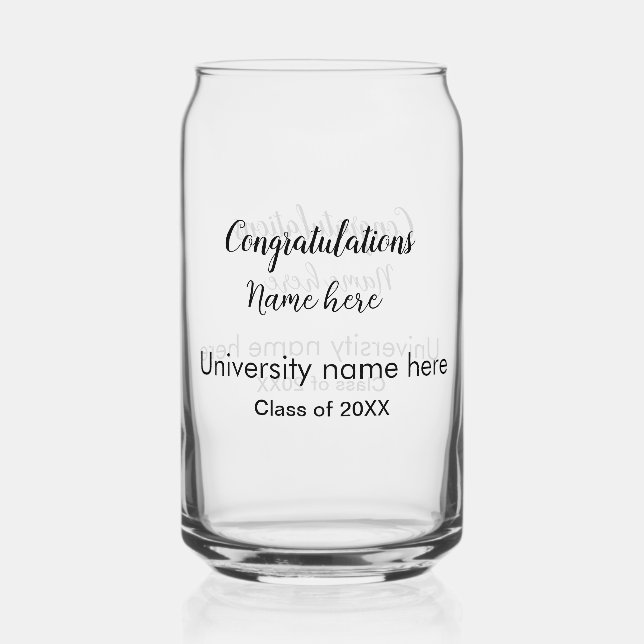 add your text simple graduate add school name cong can glass (Front)