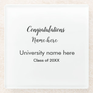 add your text simple graduate add school name cong glass coaster