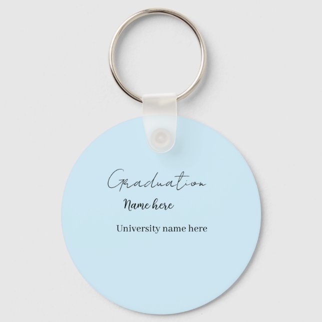 add your text simple graduate add school name cong keychain (Front)