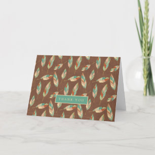 Add Your Text Southwest Feather Pattern Thank You Card