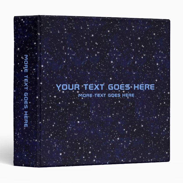 Add Your Text Space Stars Universe Black Template Binder (Front/Spine)