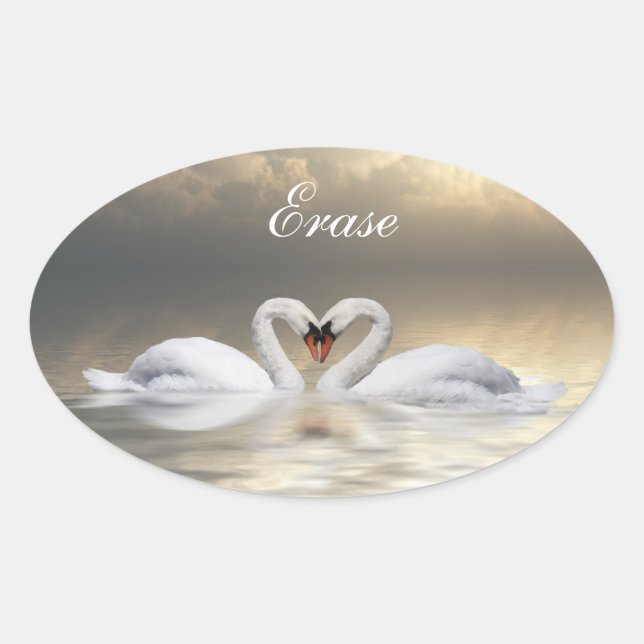 Add your text swans oval sticker (Front)