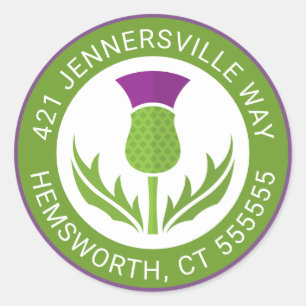 Add Your Text   Thistle Address Classic Round Sticker