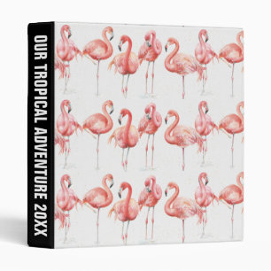 Add Your Text   Tropical   Family of Flamingos Binder