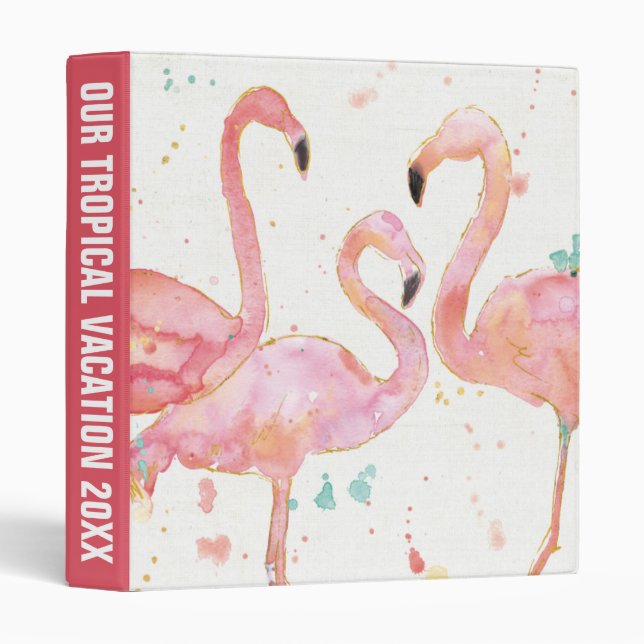 Add Your Text | Tropical | Gathering of Flamingos Binder (Front/Spine)