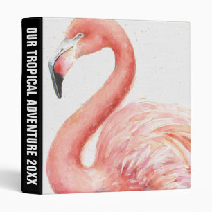 Add Your Text   Tropical   Pink Flamingo Binder