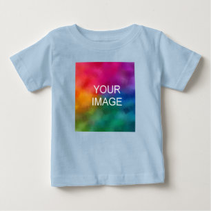 Add Your Text Upload Photo Light Blue Fine Jersey Baby T-Shirt