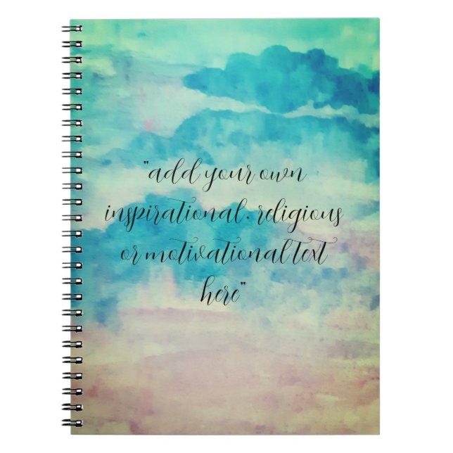 Add Your Text Watercolor Beautiful Blue Skies Notebook (Front)