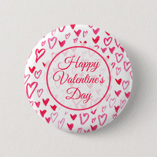 Add Your Text Watercolor Hearts Love Words 2 Inch Round Button