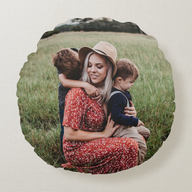 Add Your Unique Photo Double Sided Round Pillow (Front)