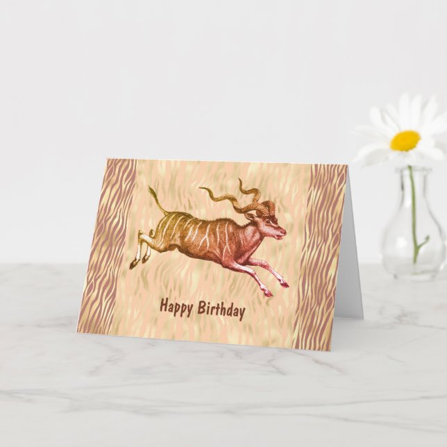Addax - Antelope Birthday to Wild Crazy Friend Card (Small Plant)