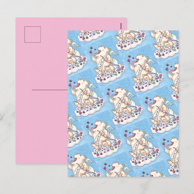 ADDICTED TO LOVE FUNNY BABY CUPID, CHOCOLATE CANDY HOLIDAY POSTCARD (Front/Back)