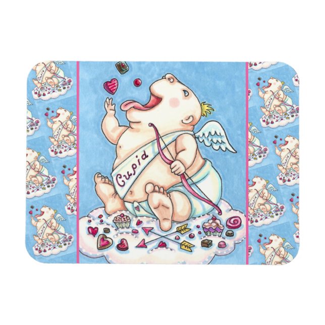ADDICTED TO LOVE FUNNY BABY CUPID, CHOCOLATE CANDY MAGNET (Horizontal)