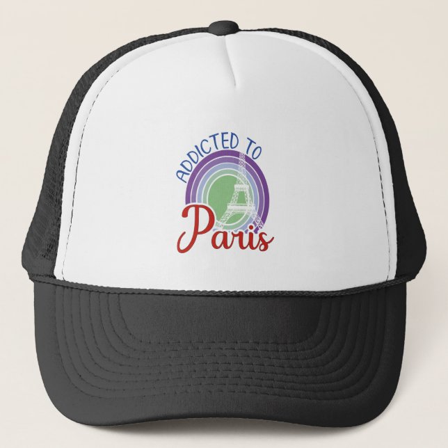 Addicted to Paris, Eiffel Tower France Trucker Hat (Front)