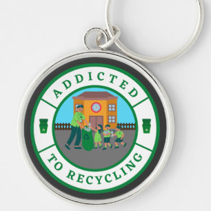 Addicted to Recycling Keychain
