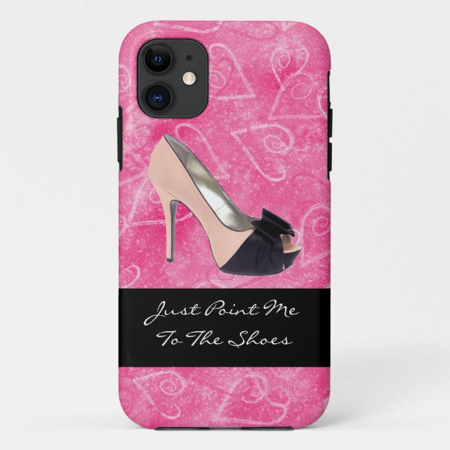 Addicted To Shoes Love Hearts Black Pink High-heel Case-Mate iPhone Case (Back)