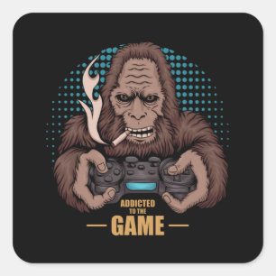 Addicted to the Game Bigfoot Gamer Square Sticker