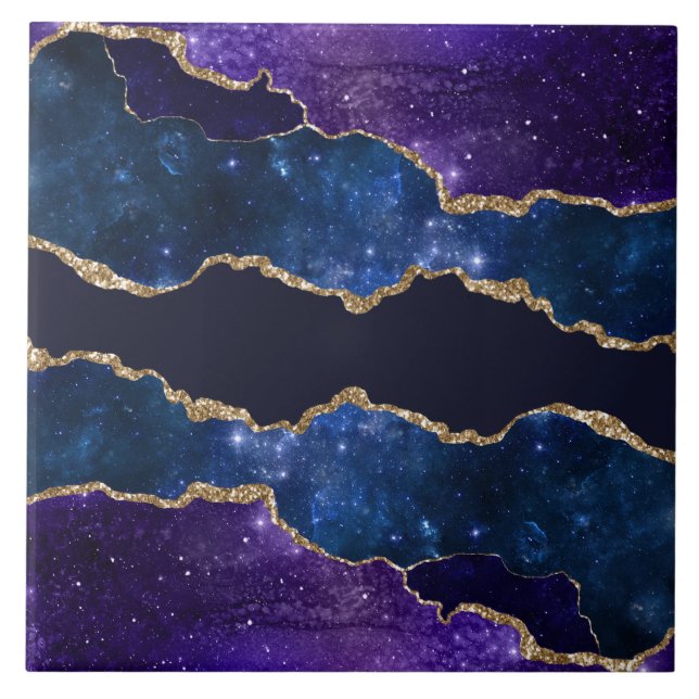 Addicted to the stars and the Galaxy purple blue Tile (Front)